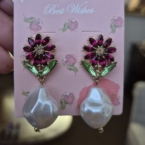 Floral Pearl Drop Earrings
